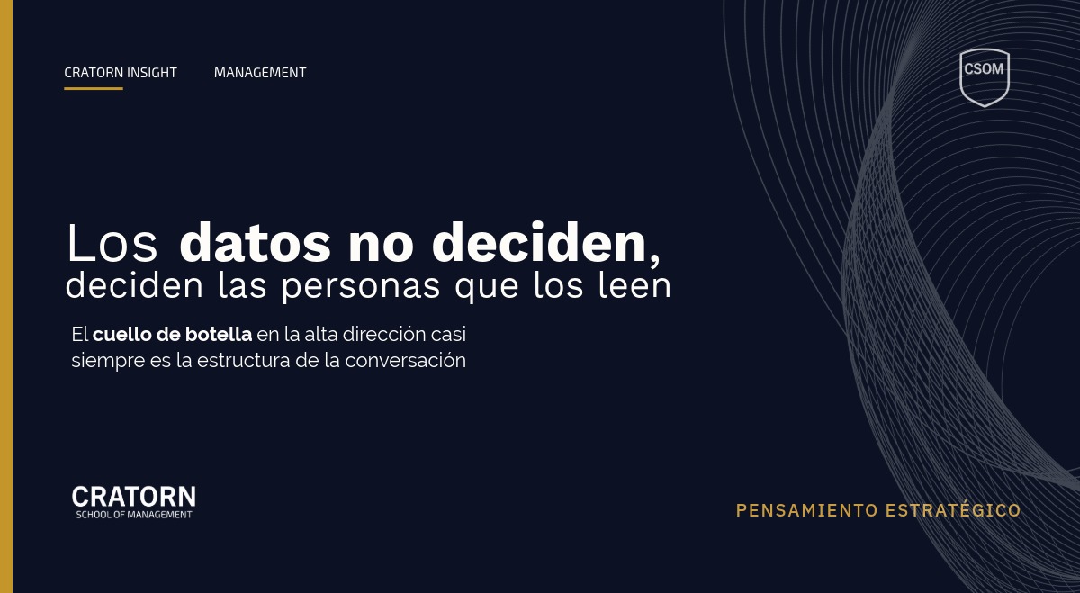 Representación editorial de la brecha entre datos disponibles y decisiones tomadas en alta dirección